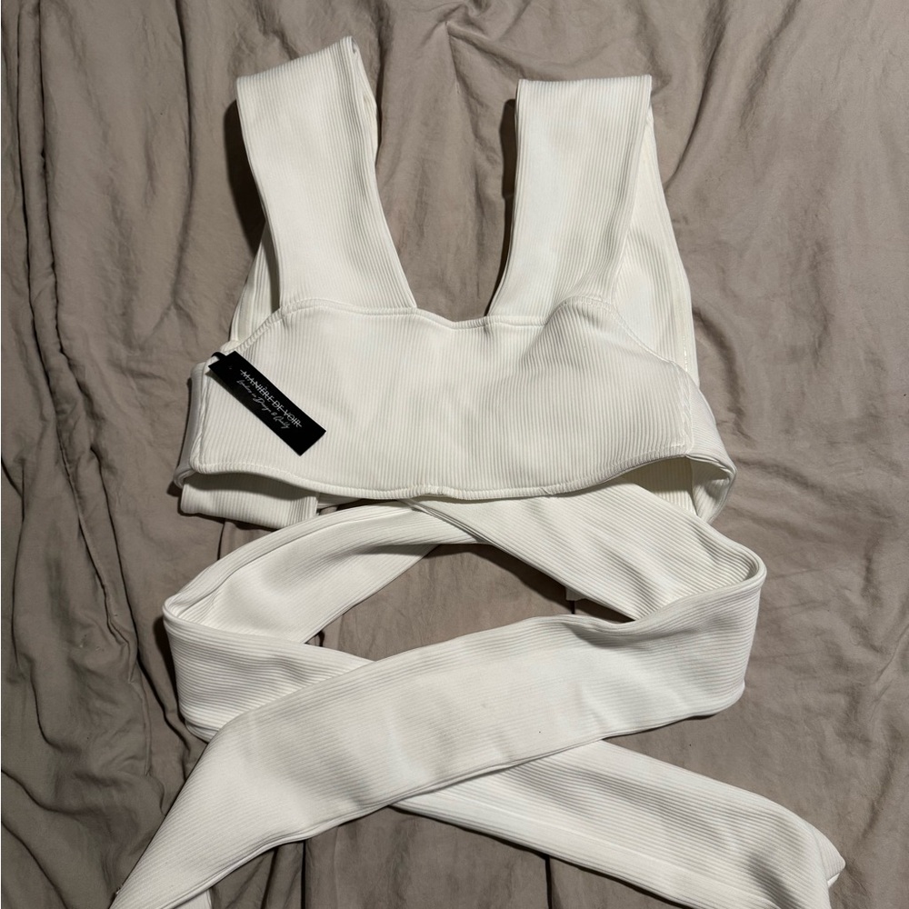 Maniere De Voir White Ribbed Top